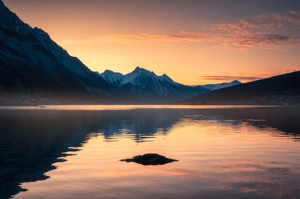 beautiful lake in soft early light with no people present