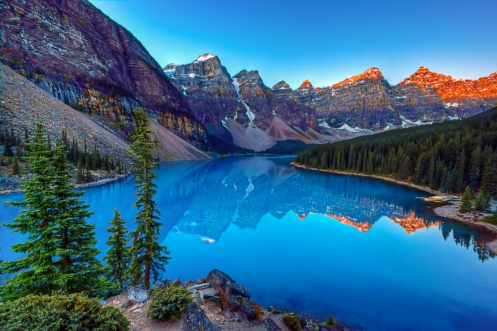 Moraine Lake and the Valley of the Ten Peaks in the Canadian Rockies near Lake Louise