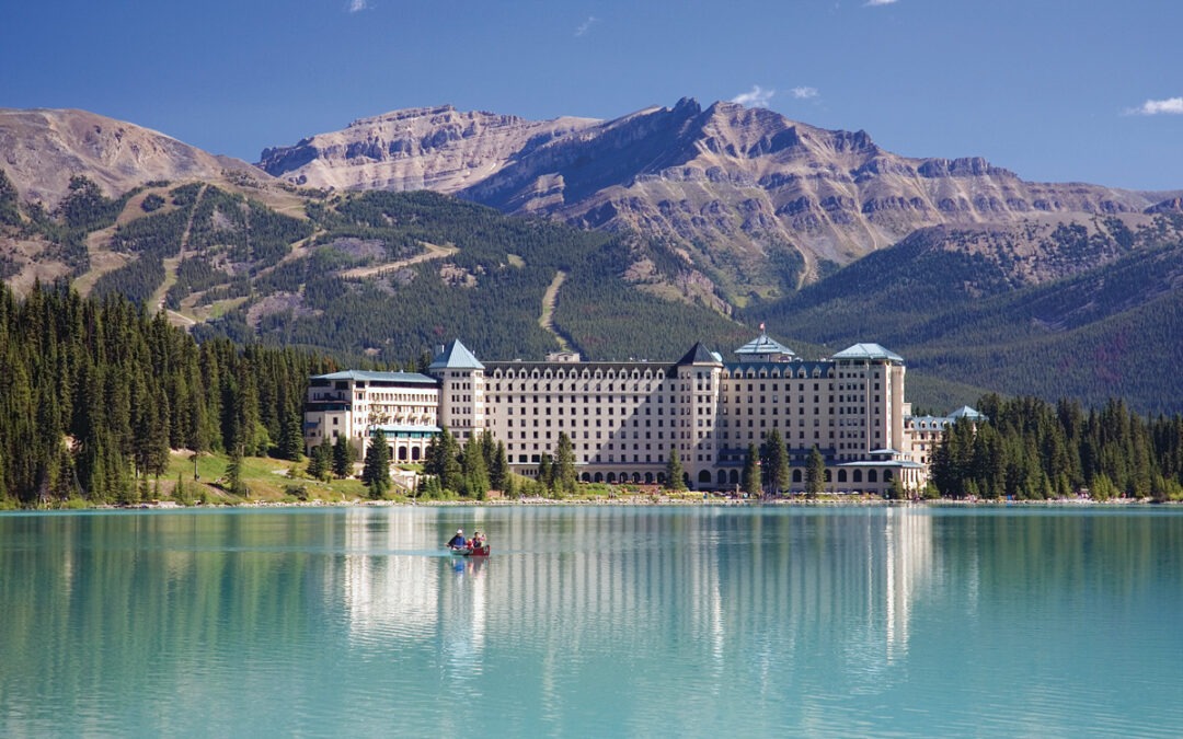 View of Lake Louise and Fairmont Chateau Lake Louise in Banff National Park