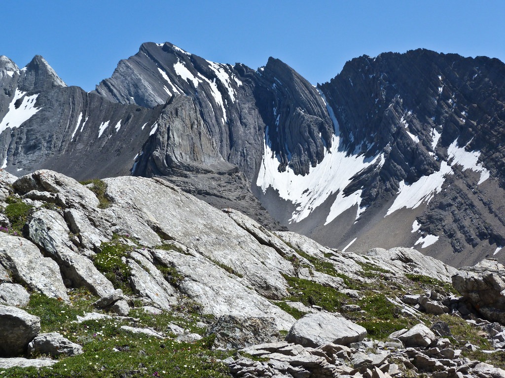 Arethusa Cirque in Kananaskis with mountain walls, alpine meadow, and stream