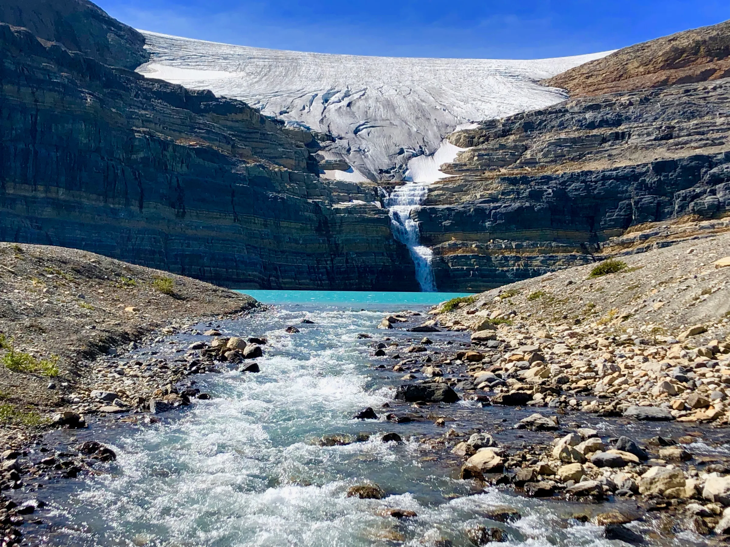 Bow Glacier with water fall