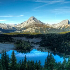 Chester Lake in Kananaskis with mountain scenery, forested slopes, and a calm alpine setting