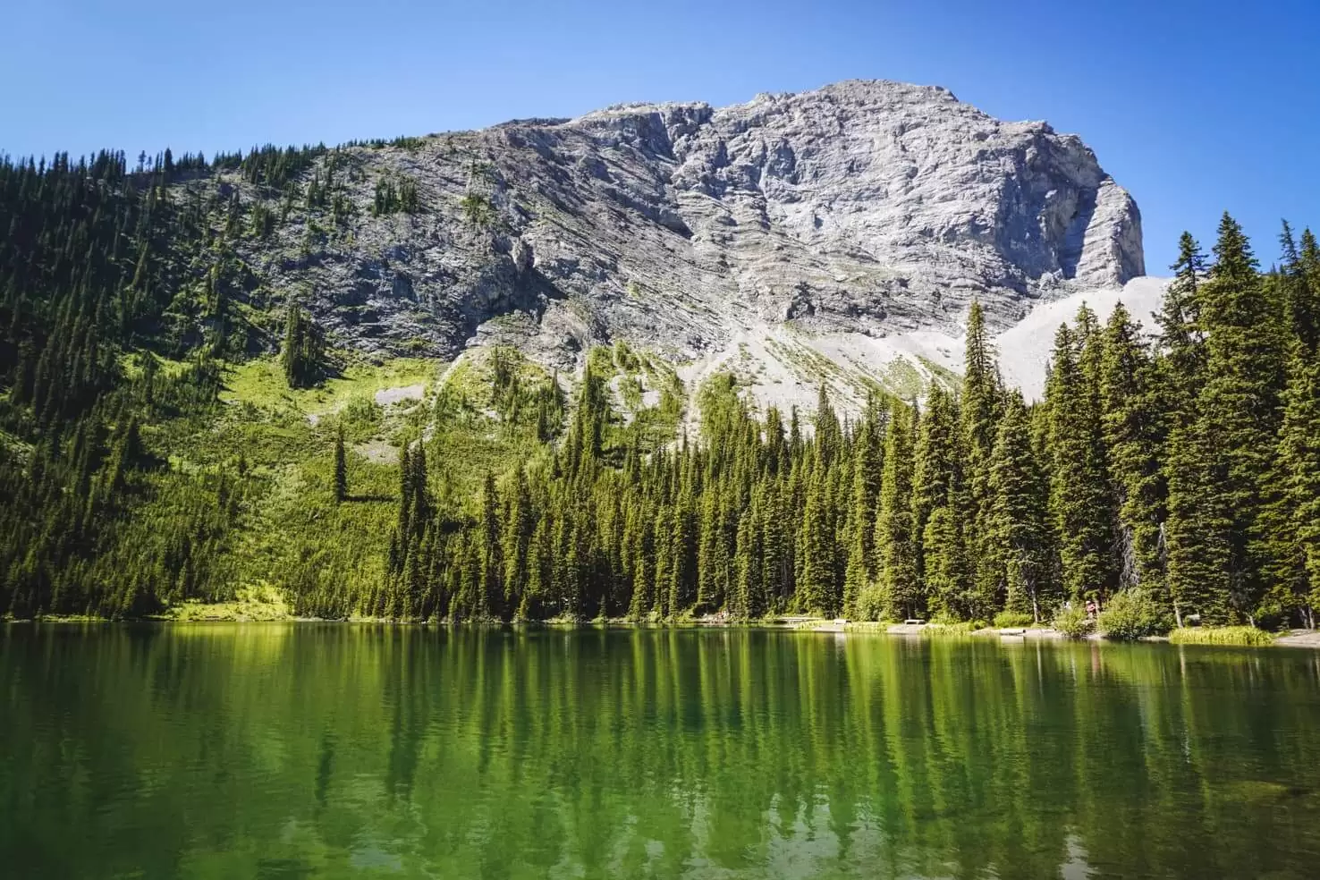 Galatea Lakes in Kananaskis with alpine basin and surrounding peaks