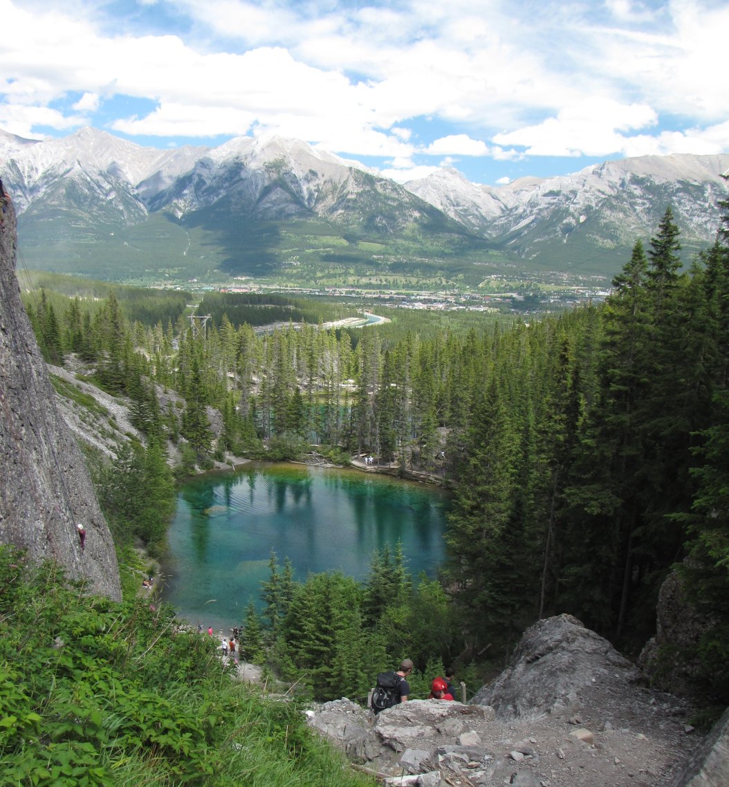 Forest trail approaching Grassi Lakes near Canmore