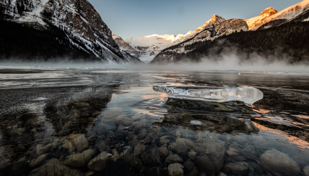 Lake Louise in winter hiking the lake trail