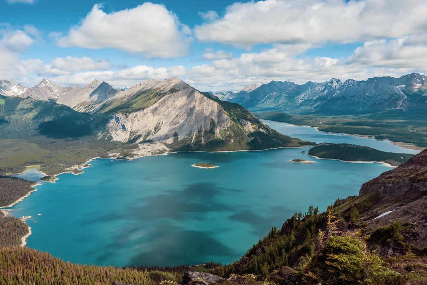 Rawson Lake in Kananaskis beneath steep mountain walls