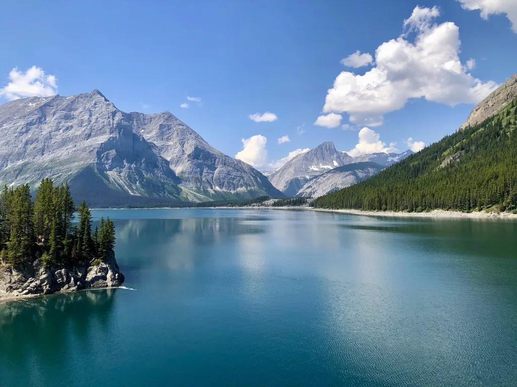 Upper Kananaskis Lake with broad mountain views and shoreline scenery